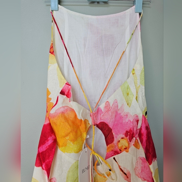 Rumer Sunshine Halter Maxi Dress, Pink Orange Yellow Floral, Small - Picture 7 of 11